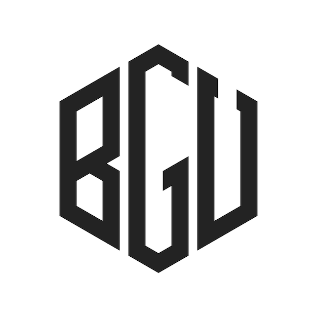 Diseño del logotipo de BGU Letra inicial BGU Monograma Logotipo con forma de hexágono