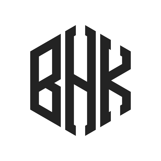 Diseño del logotipo de BHK Letra inicial BHK Monograma Logotipo con forma de hexágono