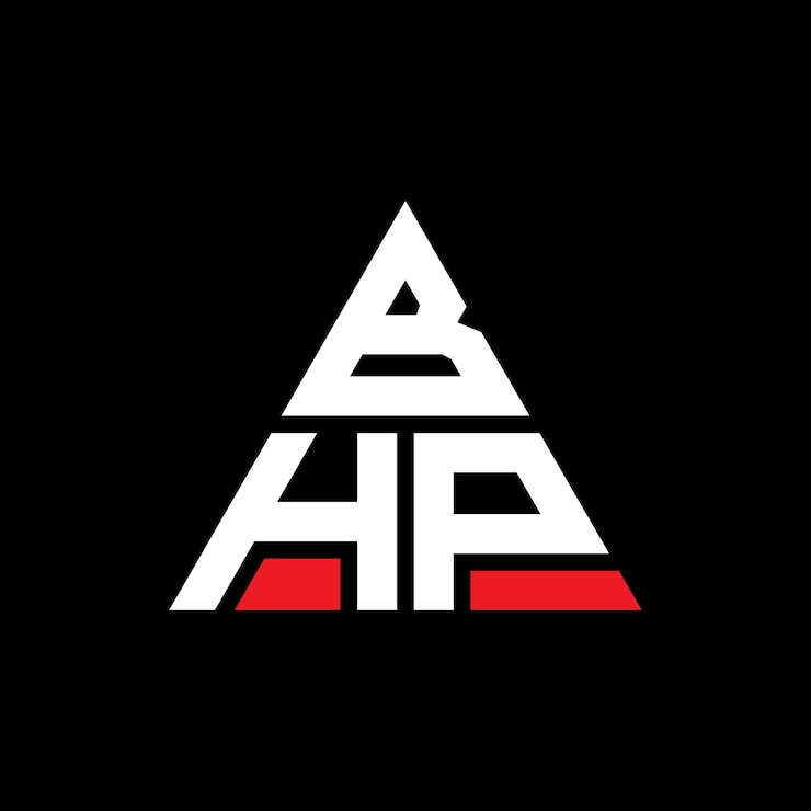 Vector diseño de logotipo de bhp triángulo con forma de triángulo bhp diseño de logotipo triángulo monograma bhp logotipo vectorial triángulo plantilla con color rojo bhp logotipo triangular simple elegante y lujoso logotipo