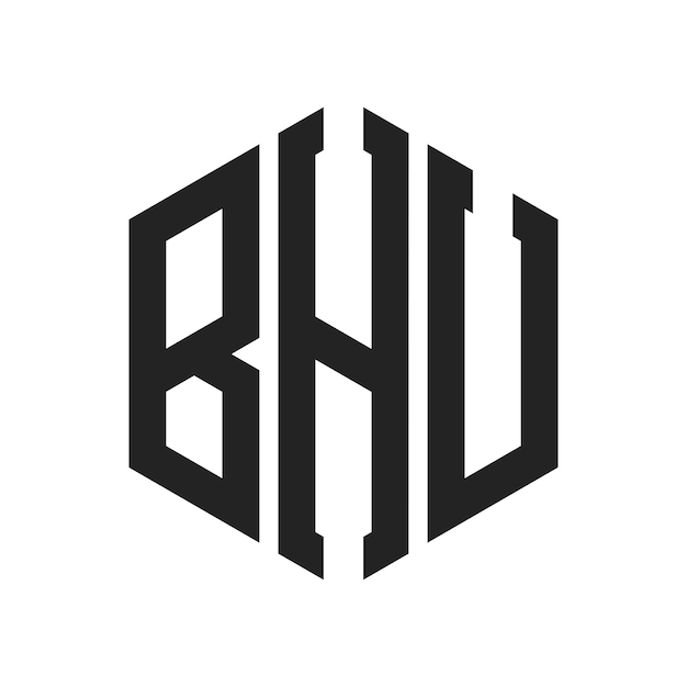 Diseño del logotipo de BHU Letra inicial BHU Monograma Logotipo con forma de hexágono