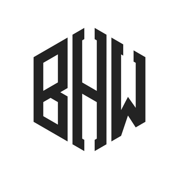 Diseño del logotipo de BHW Letra inicial BHW Monograma Logotipo con forma de hexágono