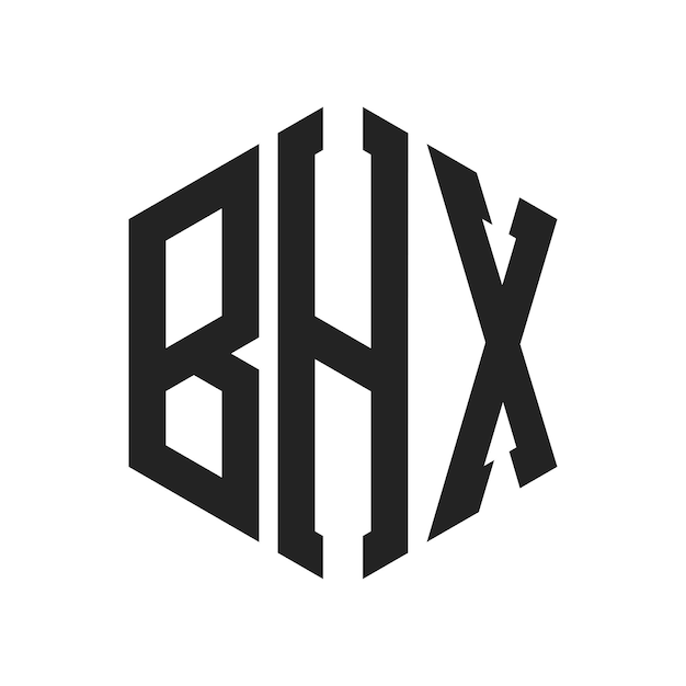 Diseño del logotipo BHX Letra inicial BHX Monograma Logotipo con forma de hexágono