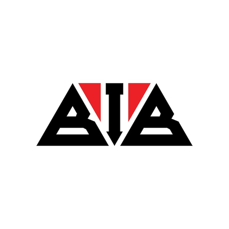 Vector diseño de logotipo de bib triángulo con forma de triángulo bib diseño de logotipo triángulo monograma bib logotipo vectorial triángulo de plantilla con color rojo bib logotipo triangular simple elegante y lujoso logotipo bib