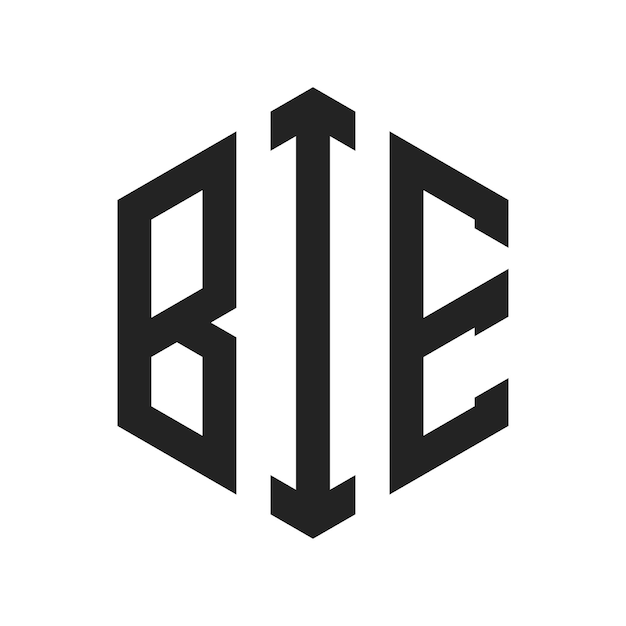Diseño del logotipo BIE Letra inicial BIE Monograma Logotipo con forma de hexágono