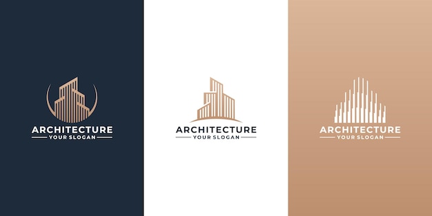 Diseño de logotipo de bienes raíces de arquitectura colección de logotipos de edificios elegantes