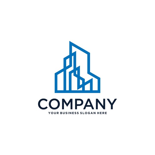 diseño de logotipo de bienes raíces con casa y edificio
