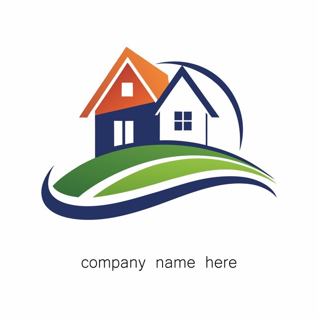 diseño de logotipo de bienes raíces mínimo aquí