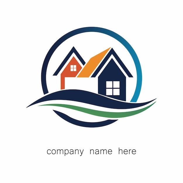 diseño de logotipo de bienes raíces mínimo aquí