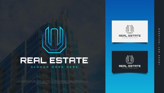 Diseño de logotipo de bienes raíces moderno y futurista con estilo de línea