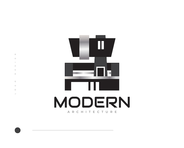 Diseño de logotipo de bienes raíces moderno y minimalista abstracto en estilo negro y plateado Ilustración de casa moderna para logotipo de arquitectura o industria de la construcción