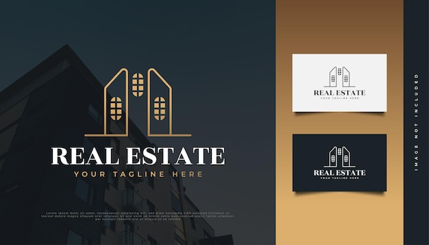 Diseño de logotipo de bienes raíces de oro de lujo