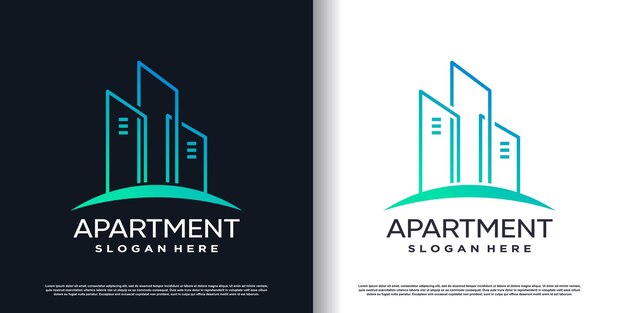Diseño de logotipo de bienes raíces con plantilla de concepto creativo Vector Premium