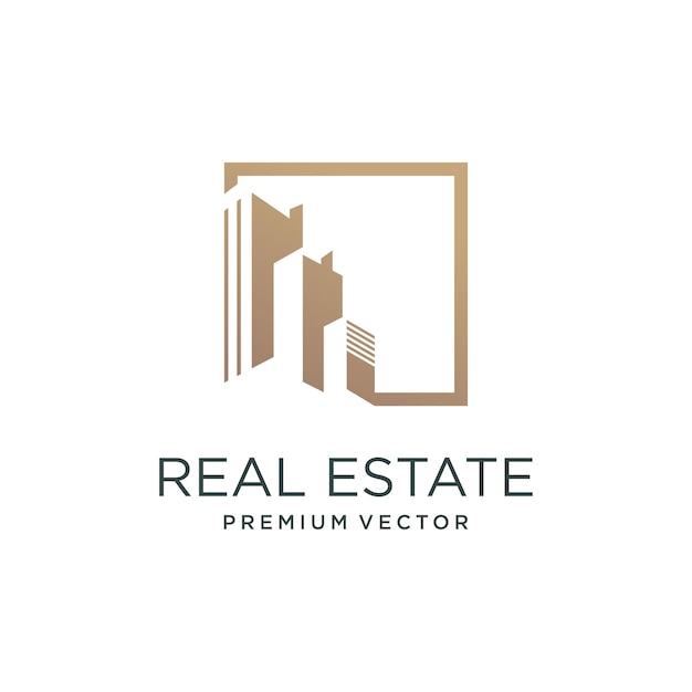 Diseño de logotipo de bienes raíces con vector premium creativo moderno