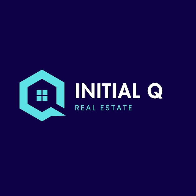 Diseño de logotipo de bienes raíces de Vector Teal moderno y simple inicial Q