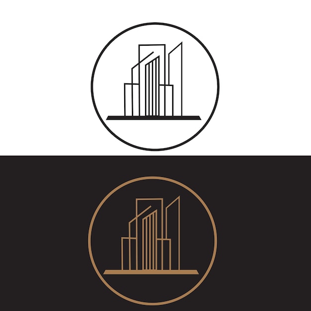 Diseño de logotipo de bienes raíces vectorial moderno plantilla de edificio colorido