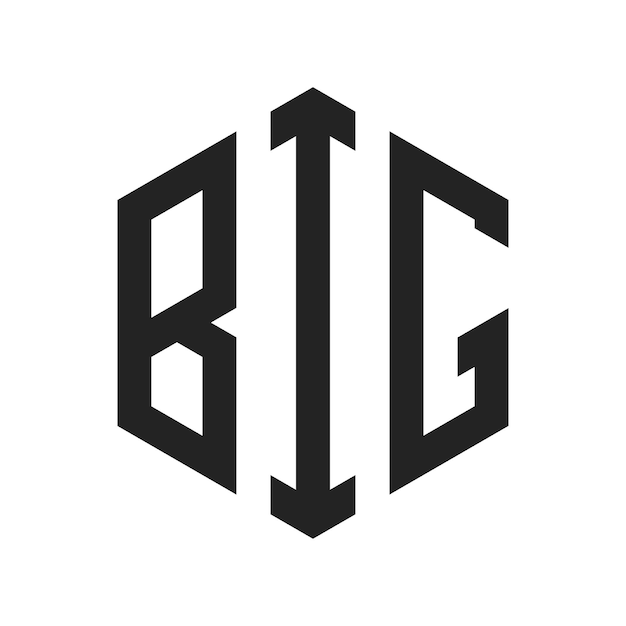 Diseño del logotipo BIG Letra inicial BIG Monograma Logotipo con forma de hexágono