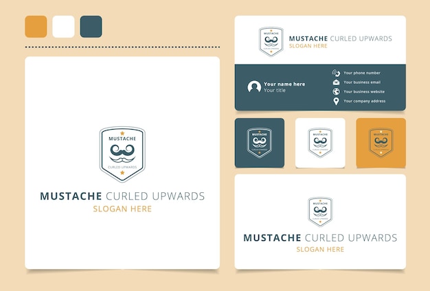 Diseño de logotipo de bigote enrollado hacia arriba con eslogan editable