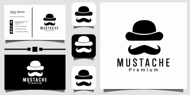 Diseño de logotipo de bigote de jugador de bolos de caballero