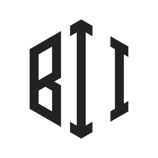 Diseño del logotipo BII Letra inicial BII Monograma Logotipo con forma de hexágono