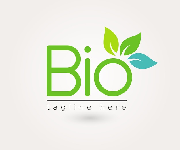 Vector diseño de logotipo bio con hojas verdes creativas ilustración