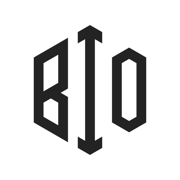 Diseño del logotipo BIO Letra inicial BIO Monograma Logotipo con forma de hexágono
