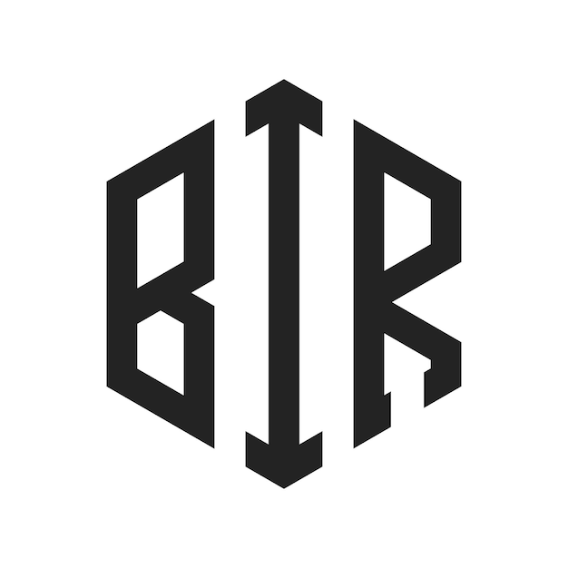Diseño del logotipo de BIR Letra inicial BIR Monograma Logotipo con forma de hexágono