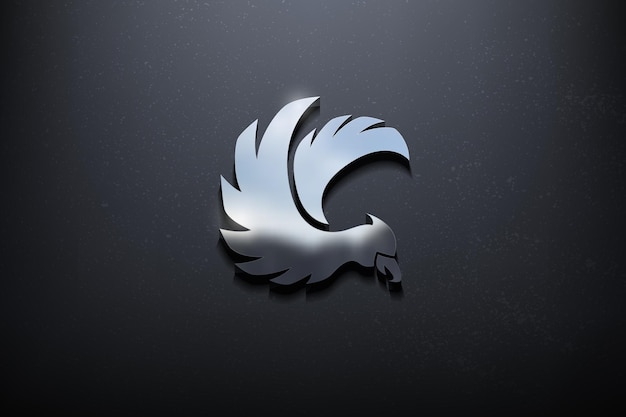 Vector diseño de logotipo bird 3d, logotipo de mockup brillante con pared texturizada. vector realista
