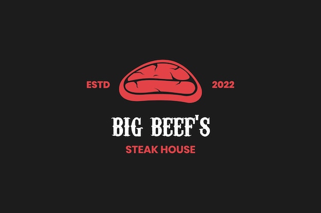 Diseño de logotipo de bistec de carne grande