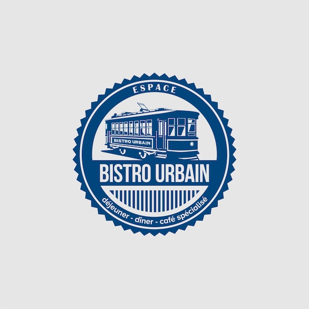 Vector diseño de logotipo de bistro urbain con tranvías