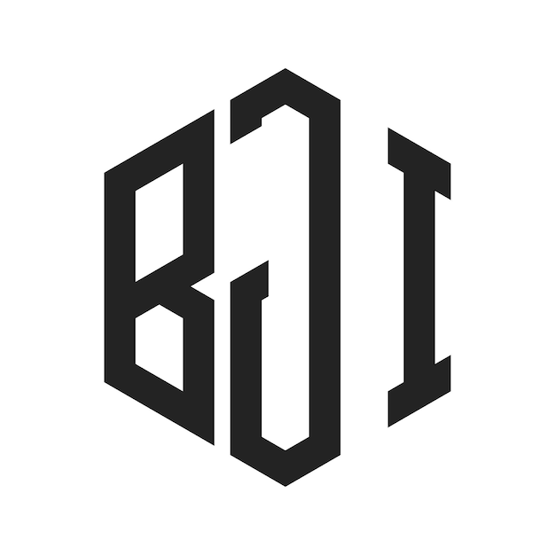 Diseño del logotipo BJI Letra inicial BJI Monograma Logotipo con forma de hexágono