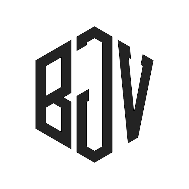 Diseño del logotipo de BJV Letra inicial BJV Monograma Logotipo con forma de hexágono