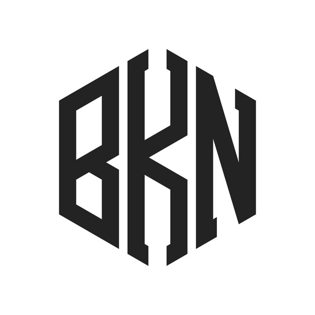 Diseño del logotipo de BKN Letra inicial BKN Monograma Logotipo con forma de hexágono
