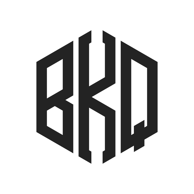 Diseño del logotipo de BKQ Letra inicial BKQ Monograma Logotipo con forma de hexágono