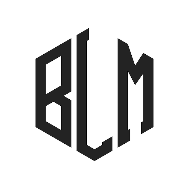 Diseño del logotipo BLM Letra inicial BLM Monograma Logotipo con forma de hexágono