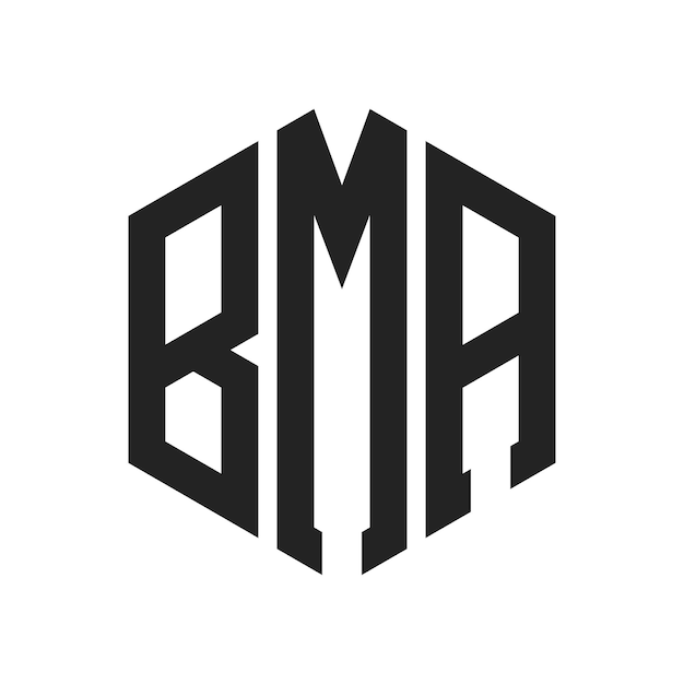 Diseño del logotipo BMA Letra inicial BMA Monograma Logotipo con forma de hexágono