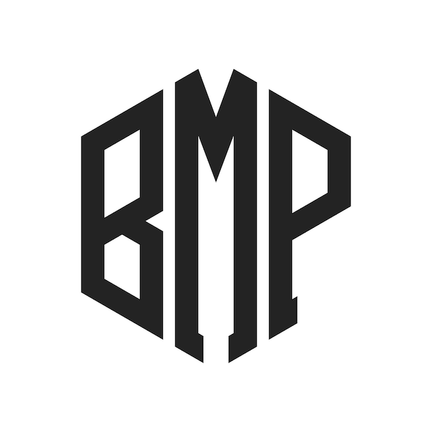 Diseño del logotipo de BMP Letra inicial Monograma de BMP Logotipo con forma de hexágono