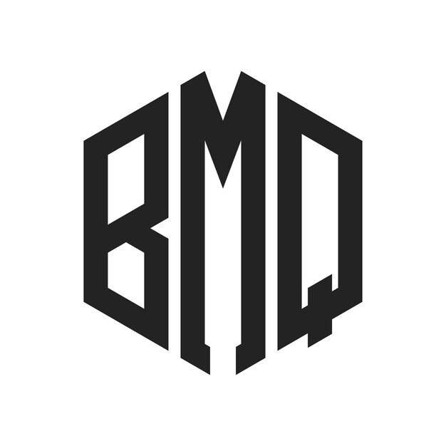 Diseño del logotipo de BMQ Letra inicial Monograma de BMQ Logotipo con forma de hexágono