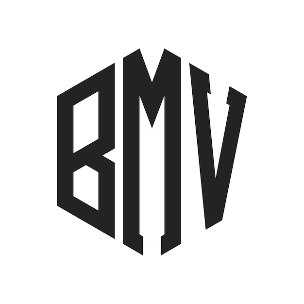 Diseño del logotipo de BMV Letra inicial Monograma de BMV Logotipo con forma de hexágono