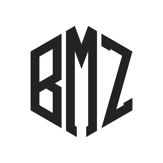 Diseño del logotipo de BMZ Letra inicial BMZ Monograma Logotipo con forma de hexágono