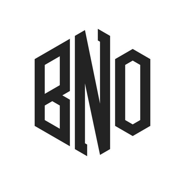 Diseño del logotipo BNO Letra inicial BNO Monograma Logotipo con forma de hexágono