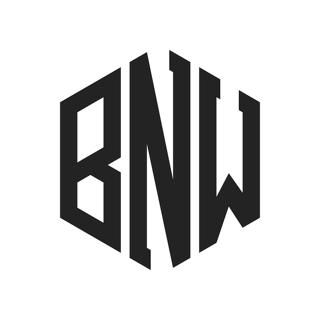 Diseño del logotipo BNW Letra inicial BNW Monograma Logotipo con forma de hexágono