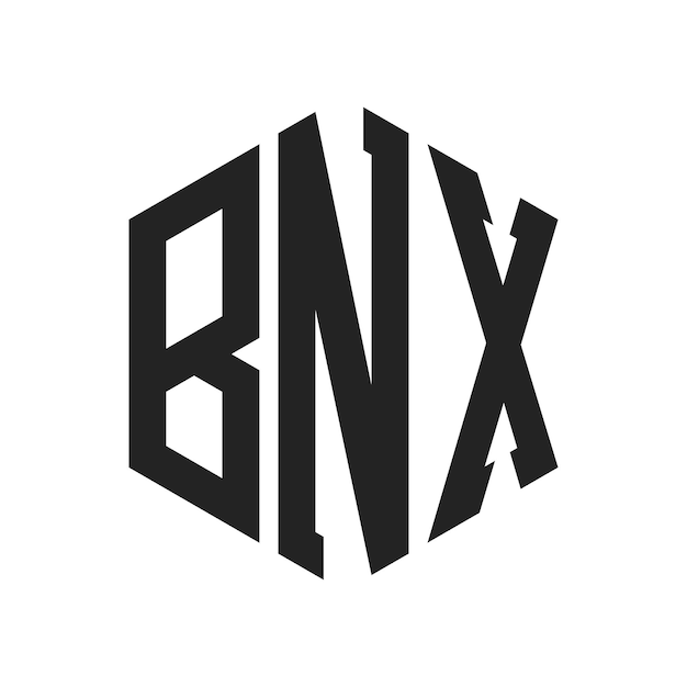 Diseño del logotipo de BNX Letra inicial BNX Monograma Logotipo con forma de hexágono