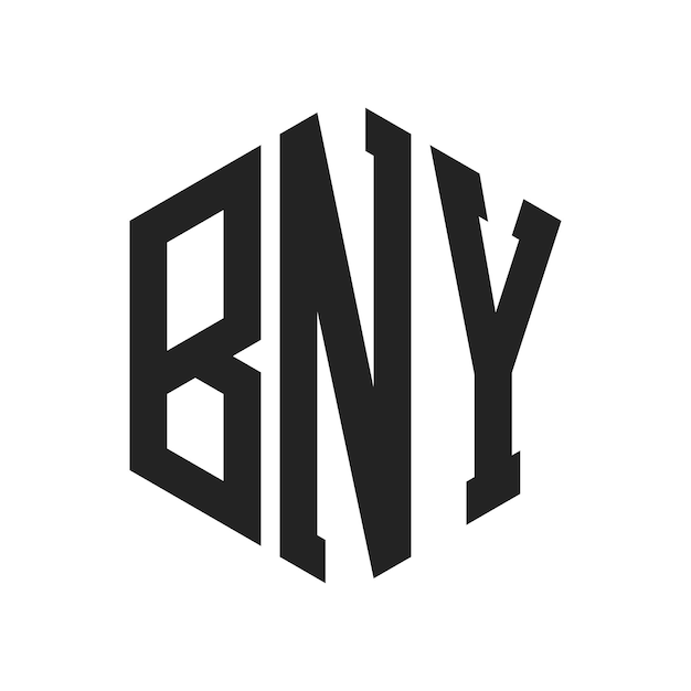 Diseño del logotipo de BNY Letra inicial BNY Monograma Logotipo con forma de hexágono