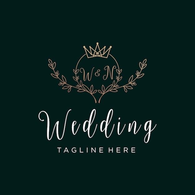 Diseño de logotipo de boda concepto creativo con decoración estilo único Vector Premium Parte 5