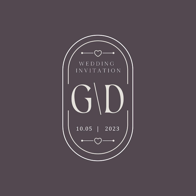 Diseño del logotipo de la boda de la letra GD