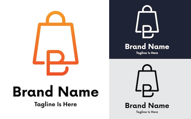 Diseño del logotipo de la bolsa de compras de la letra B