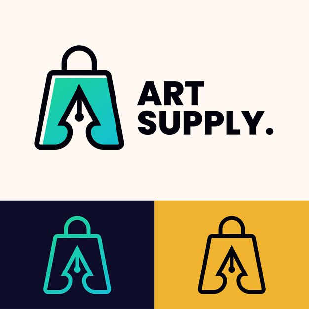 Vector diseño de logotipo de bolsa de compras de pluma minimalista simple