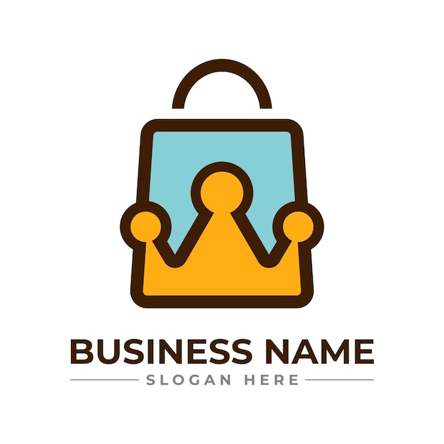 diseño del logotipo de la bolsa de cran. diseño del logotipo del rey de las compras