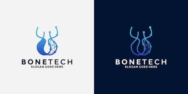 Diseño de logotipo Bone Tech para tecnología empresarial que promueve la salud ósea