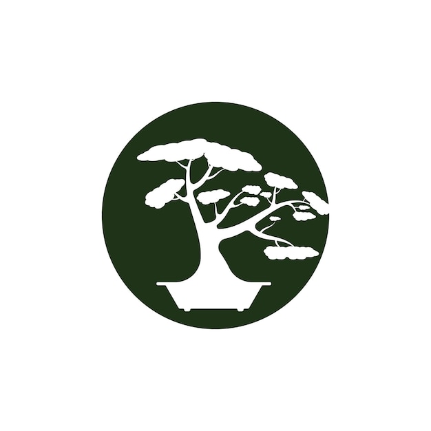 Diseño de logotipo de bonsái Diseño de logotipo de silueta de árbol de mini planta pequeña japonesa